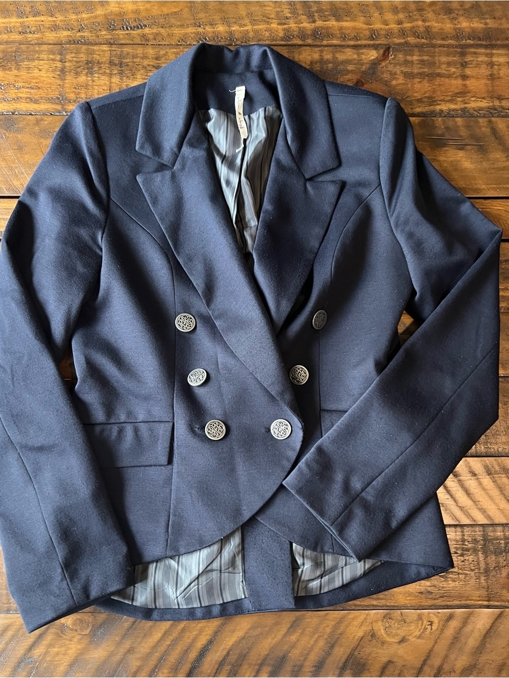 Willow & Clay Navy Textured Blazer with Striped Lining